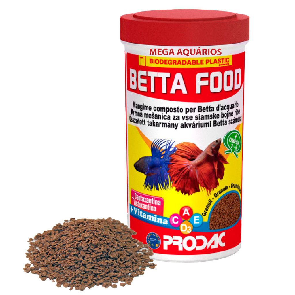 Ração para peixe betta colisa guppy tetra Prodac Betta Food 15g destaca cor melhor imunidade pote