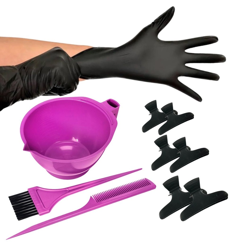 Kit Tintura Coloração Tigela Pente Pincel Luvas e Piranhas em Oferta na Shopee