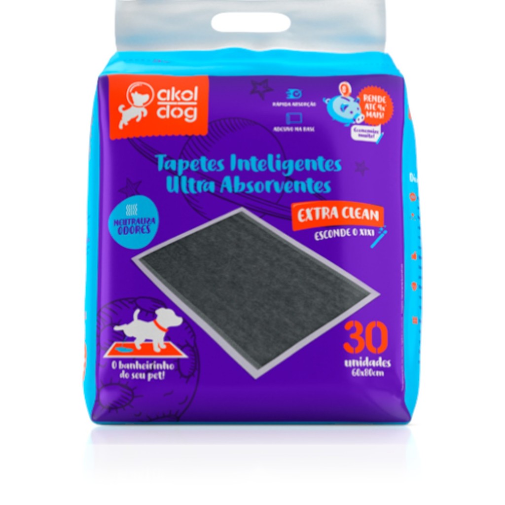 Tapete Hig. Akol Dog Carvao 60x80 C/30un em Oferta na Shopee