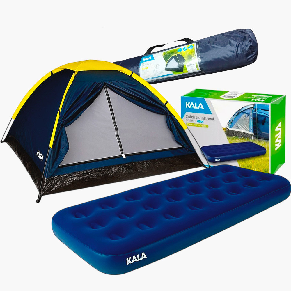 Barraca Camping San Valentin 2 Pessoas + Colchão Solteiro Inflavel Kala Pesca Acampamento - Sports & Outdoors