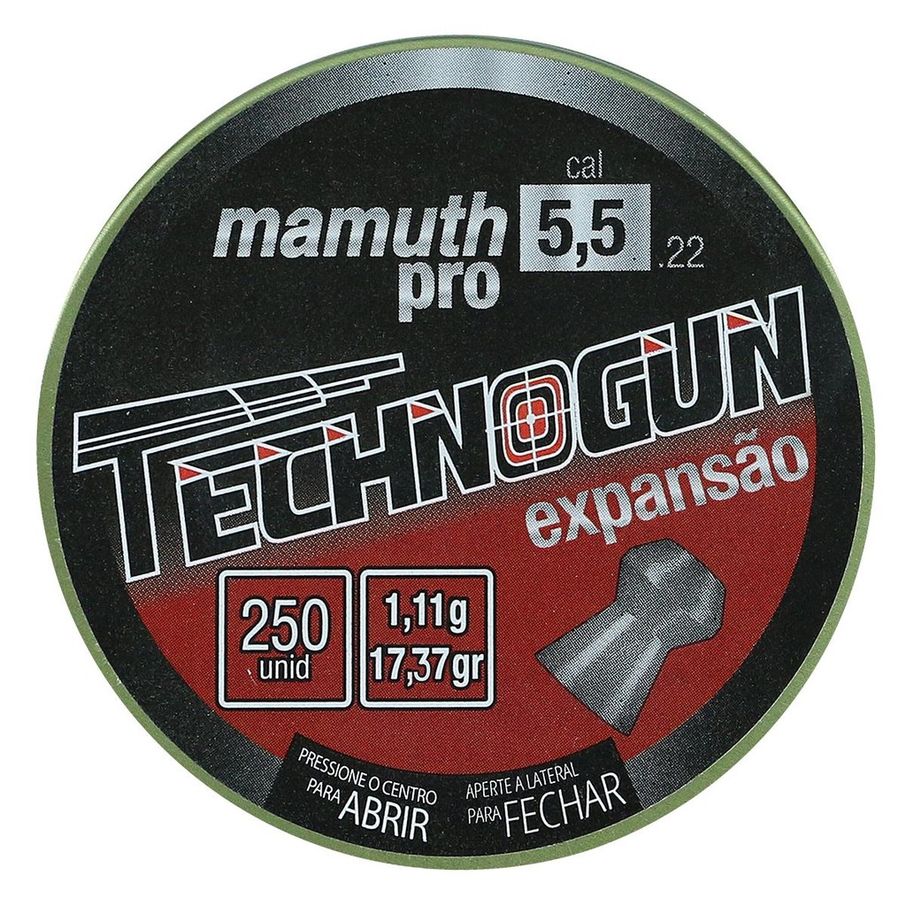 Lata de Chumbinho Technogun Mamuth Pro Expansão 17,90gr 250un. Calibre 5.5mm em Oferta na Shopee