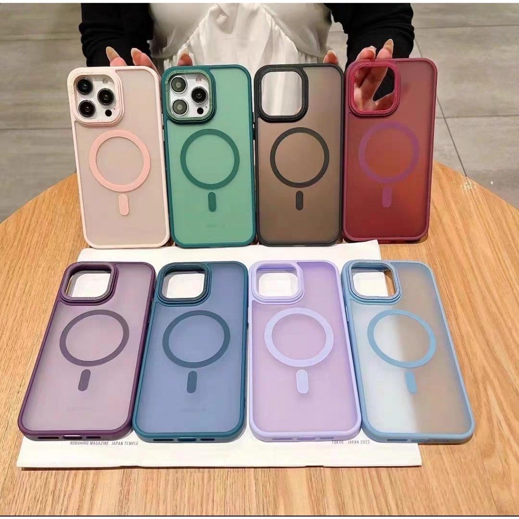 T Capa de Celular com Magsafe Fosco Colorido com Alto Relevo nas Cameras para iphone 11/12/13 em Oferta na Shopee