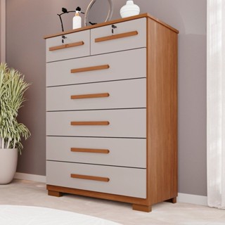 Cômoda para Quarto 7 Gavetas Topázio Expresso Móveis Cinamomo/Off White em Oferta na Shopee