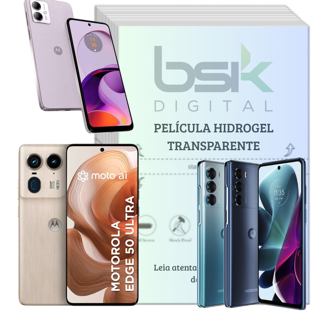 Kit 3 Películas Hidrogel Transparente Motorola Todos Modelo Moto G Edge One Hyper Fusion Pro Power Razr Ultra Zoom Plus
