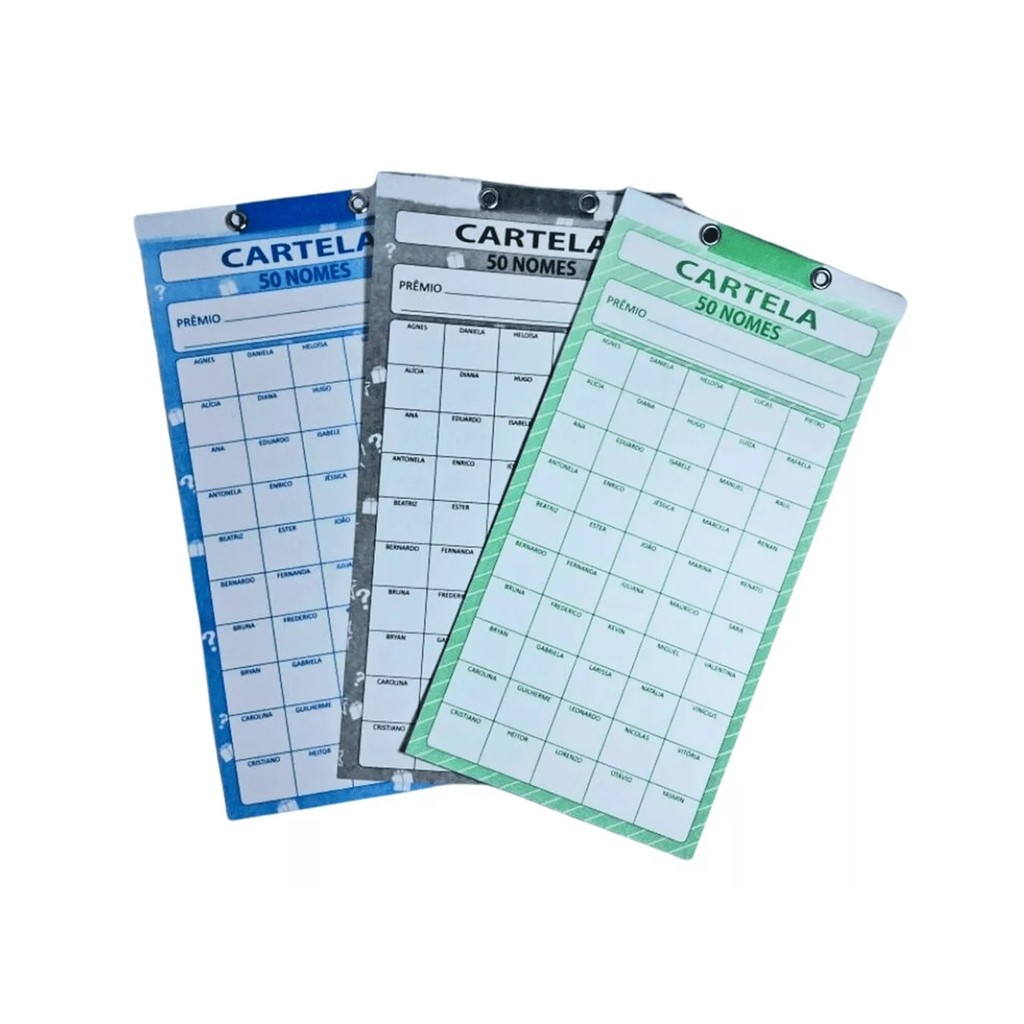 Kit Cartela De Rifa 50 Nomes Com 10 Unidades - Tamoio