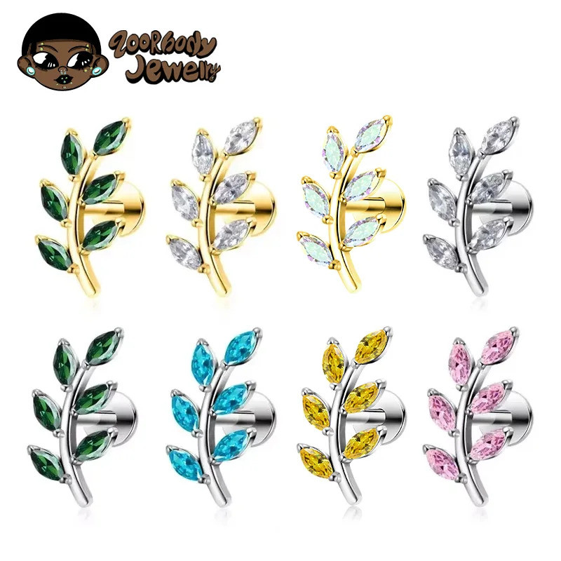 Piercing Helix Tragus Conch Labret Galho Titânio Zircônia Anodização em Oferta na Shopee