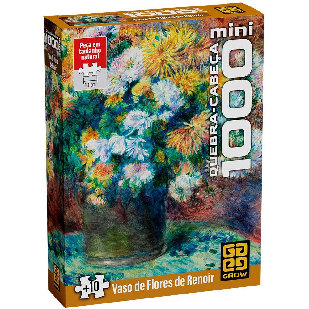 QUEBRA CABEÇA MINI 1000 PEÇAS VASO DE FLORES DE RENOIR GROW PUZZLE FLOR OBRA ARTE PINTOR PEQUENAS em Oferta na Shopee