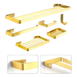 Kit Banheiro Dourado Banhado 6 Peças Alumínio Premium Luxo