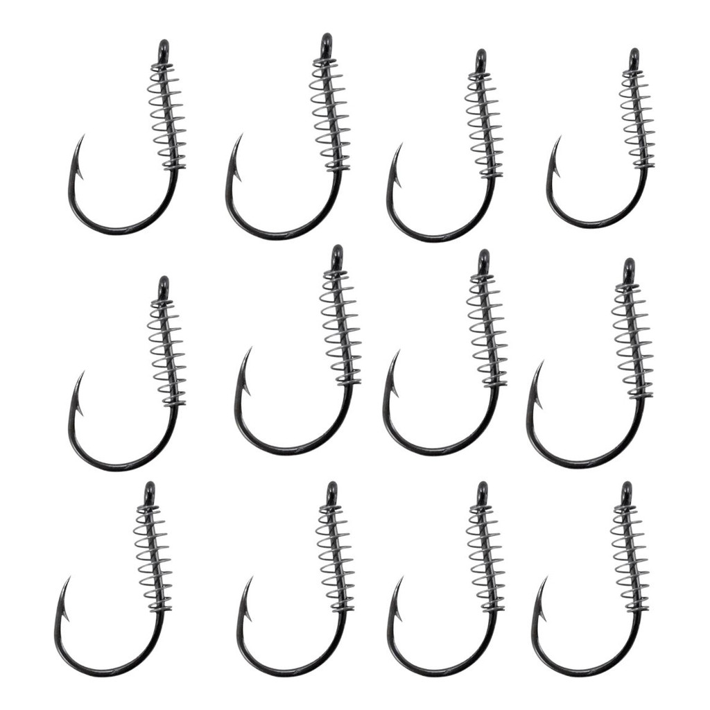 12 Anzol De Pesca Chinu Black Com Anzol Segurar Massa Pesca