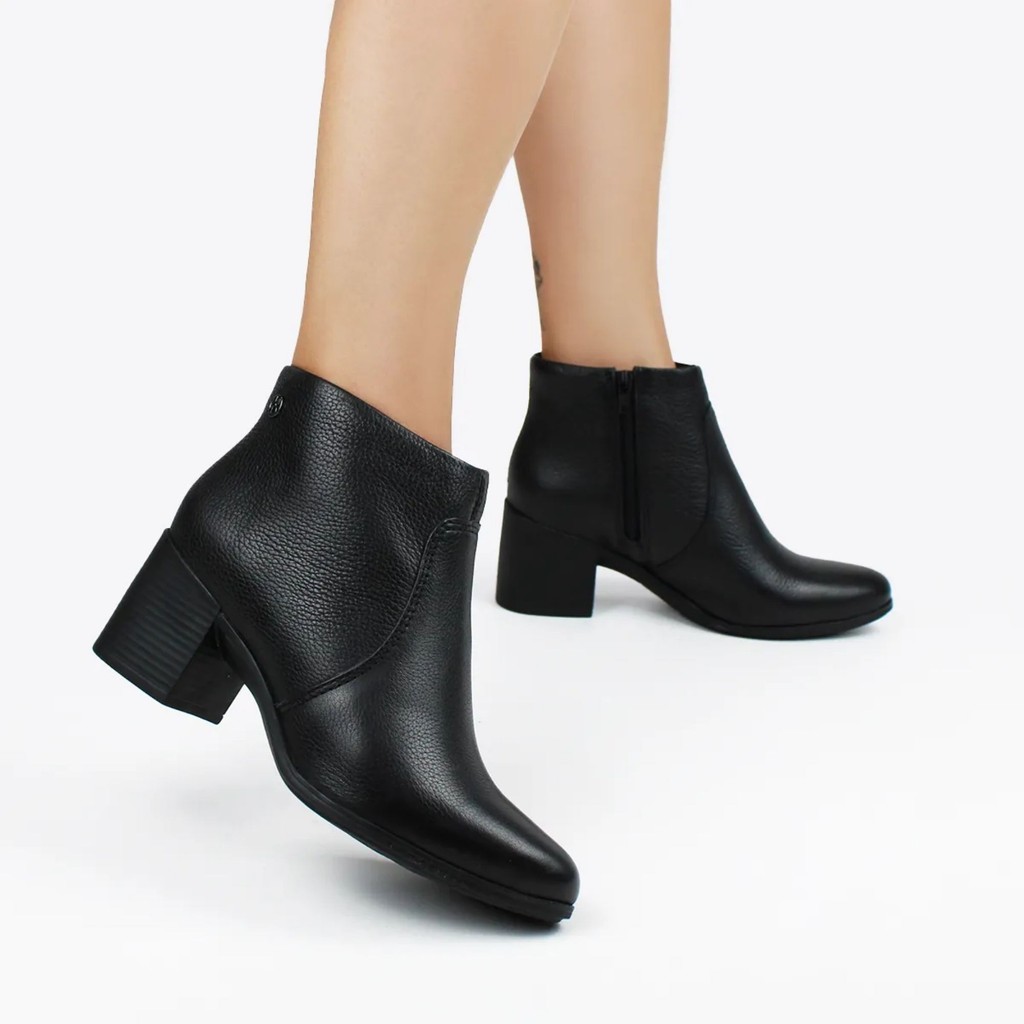 Bota Feminina Bottero Couro Legítmo Cano Curto Zíper Coturno Orginal Lançamento