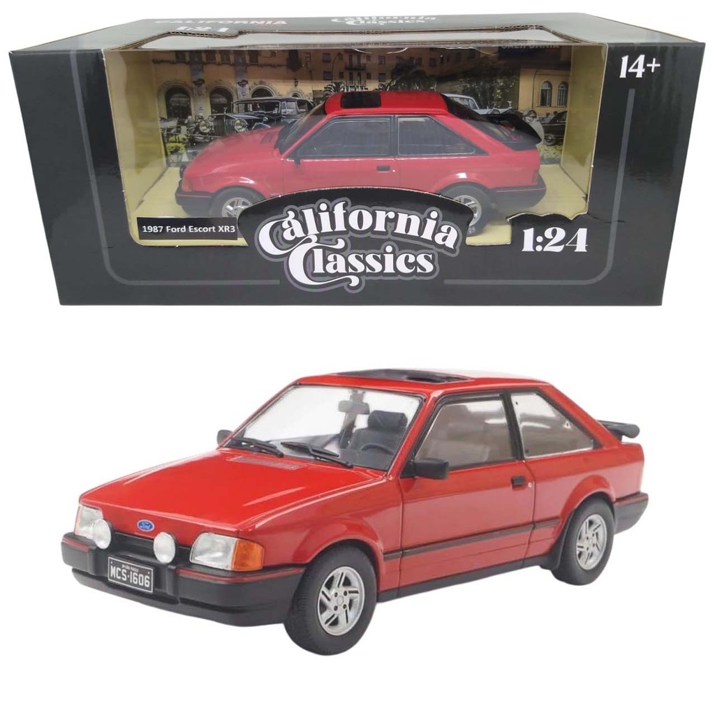 Miniatura 1987 Ford Escort XR3 California Classics 1/24 Vermelho - California Toys