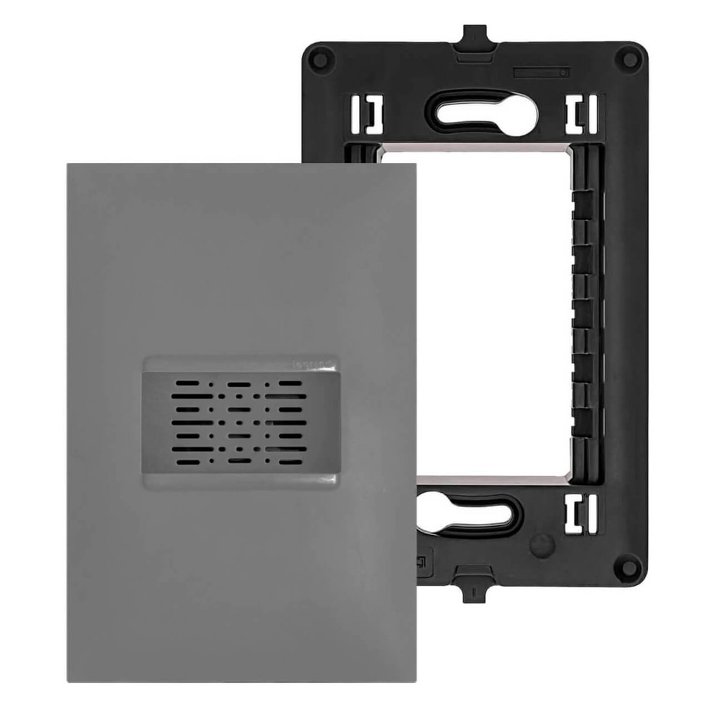 Kit Campainha Cigarra Cinza com Placa e Suporte 4x2 Pial Plus+ Legrand