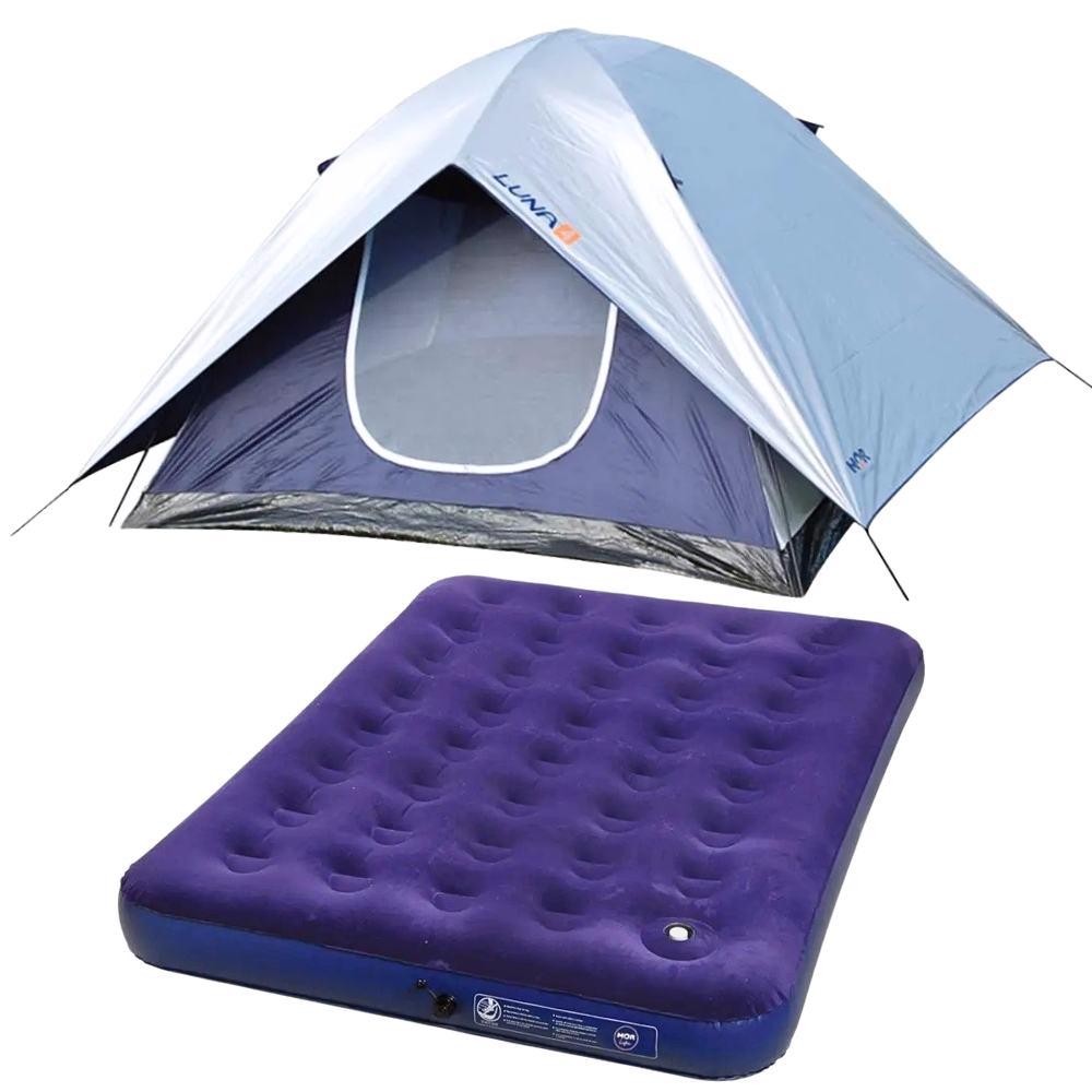 Barraca Camping Luna para 4 Pessoas e Colchão Inflável Multiuso Casal MOR em Oferta na Shopee