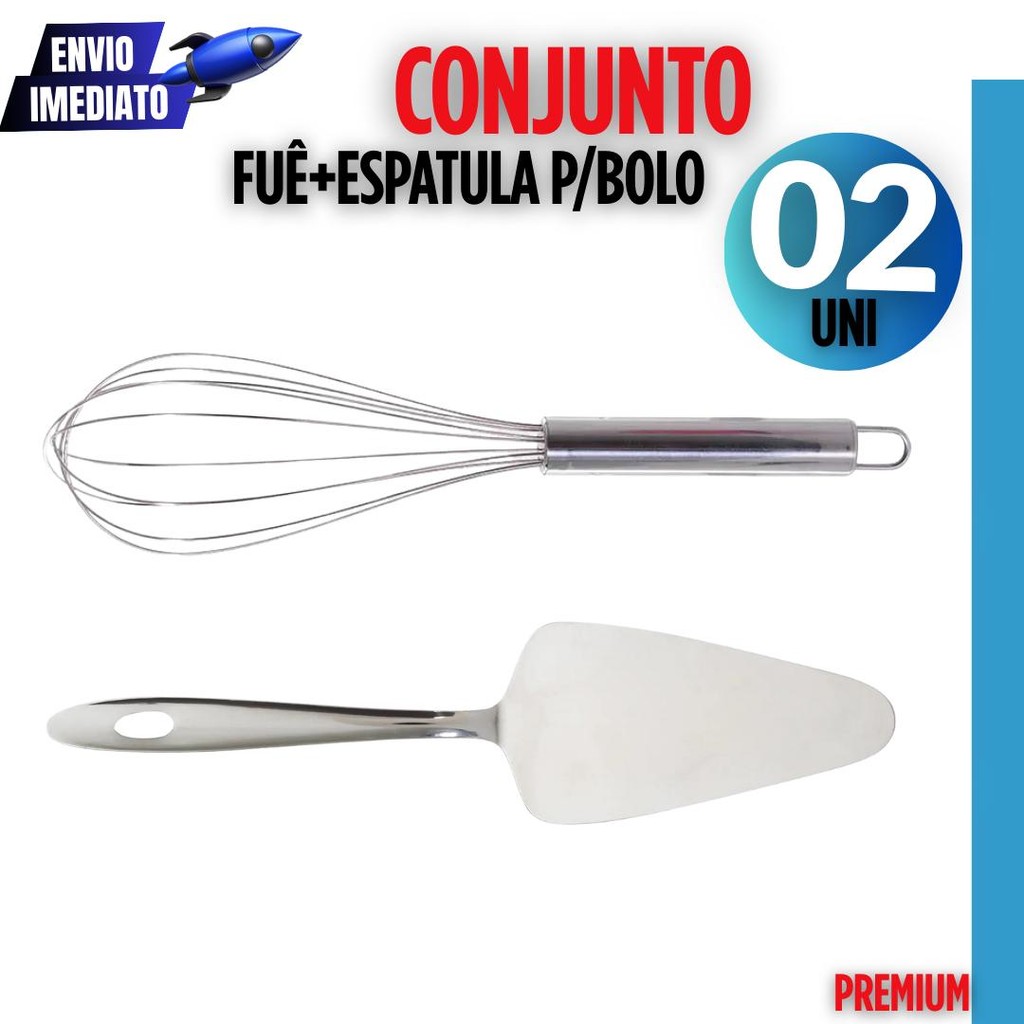 Kit Utensílios Inox – Fouet de Arame e Espátula para Confeitaria e Bolos