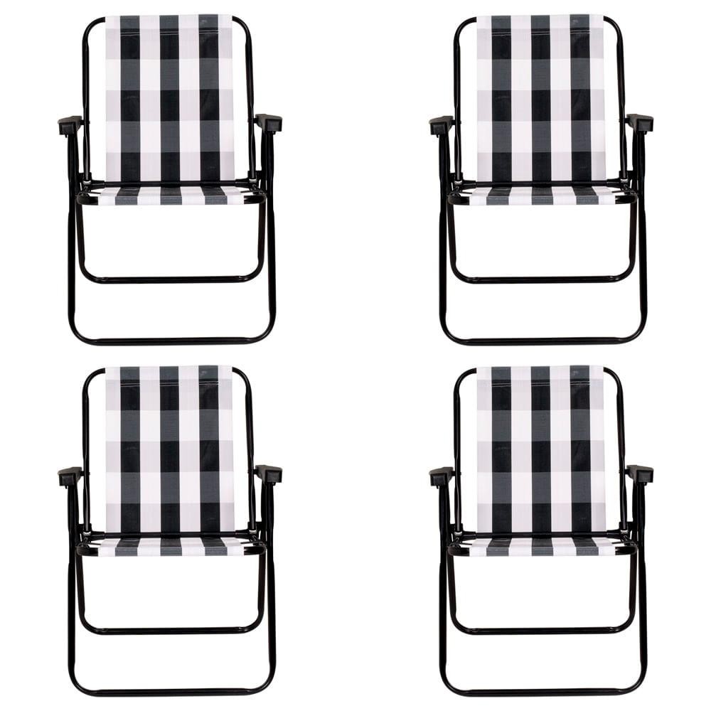 Conjunto Com 4 Cadeiras De Praia Alta De Aço Mor Retrô Preto em Oferta na Shopee