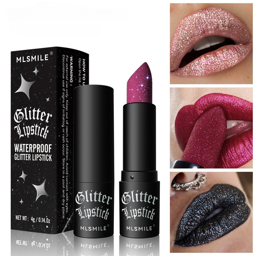 Mlsmsmile Copo Antiaderente Baton Bálsamo Labial Diamantado Intermitente Maquiagem