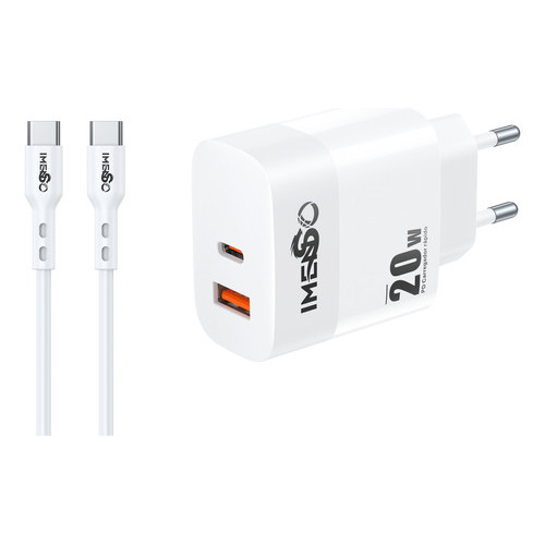 Carregador Imenso 20w IMS-257C C 2 Saídas Type-c/usb-a C/ Cabo Type-c - Mobile & Gadgets