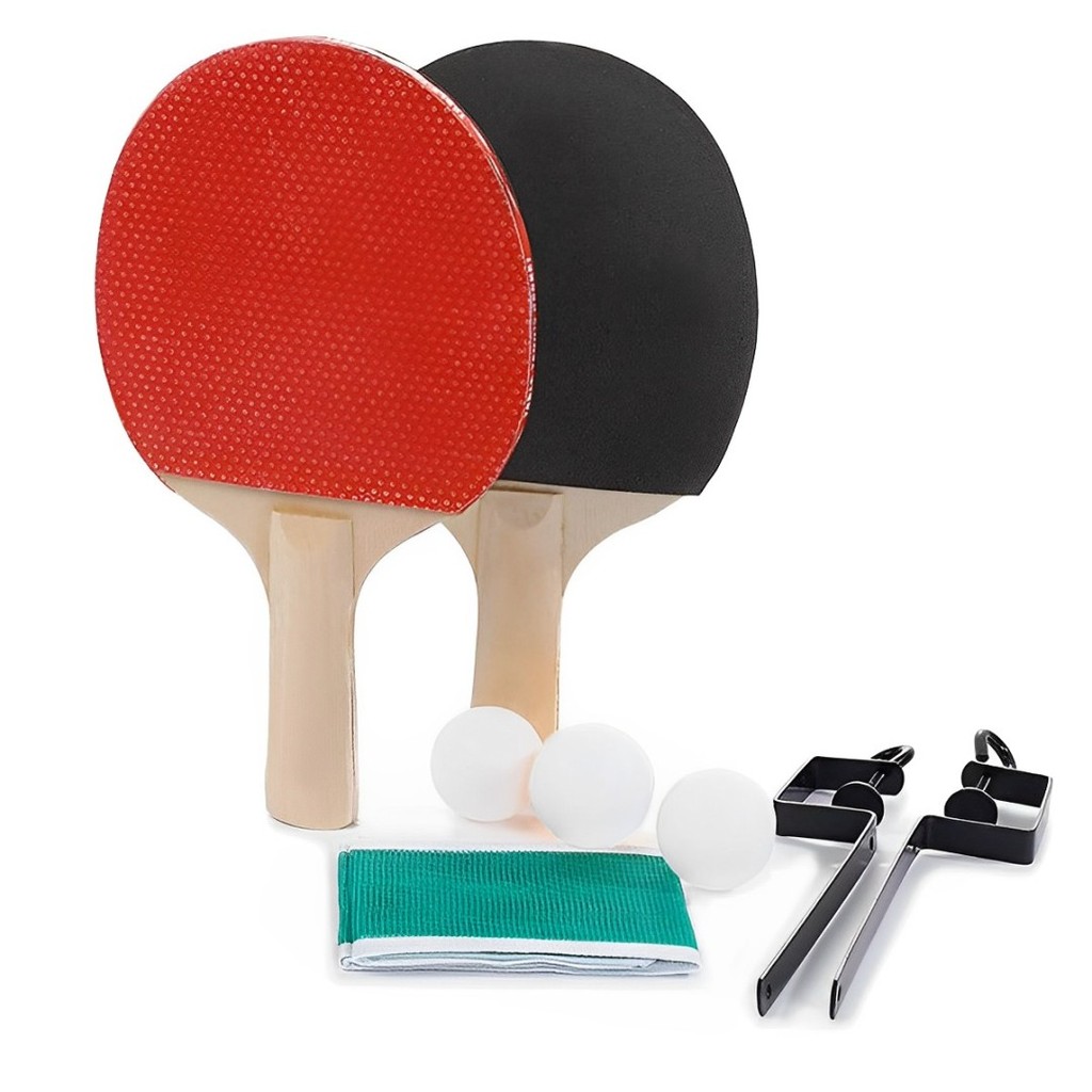 Kit Ping Pong DANTAS 2 Raquetes 3 Bolinhas Rede 2 Suportes 8 Peças Tênis de Mesa Completo Jogo