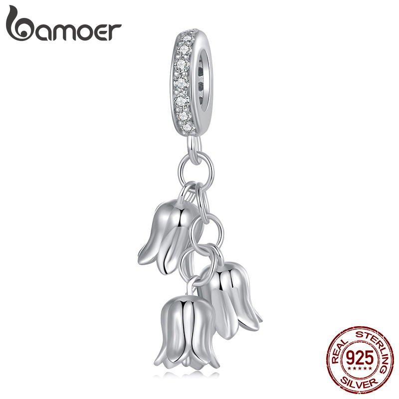 Bamoer 925 Sterling Sliver Pingente Lírio Do Vale Flor Charme Joias Para Pulseira em Oferta na Shopee