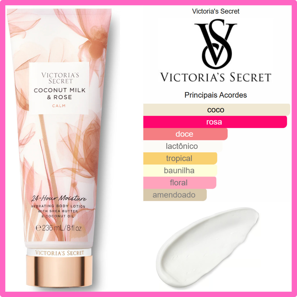 Creme Victorias Secret Coconut Milk & Rose Calm Hidratante Corporal 236ml | Original