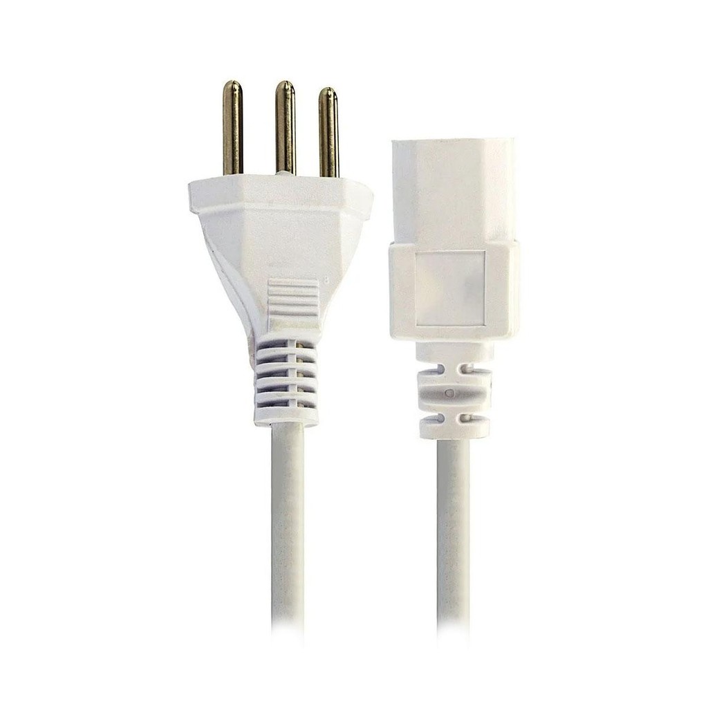 Cabo de Força 2,5 metros - Tripolar - Novo Padrão Brasileiro - 0,75mm / 10A - Branco - CBF-42001 em Oferta na Shopee