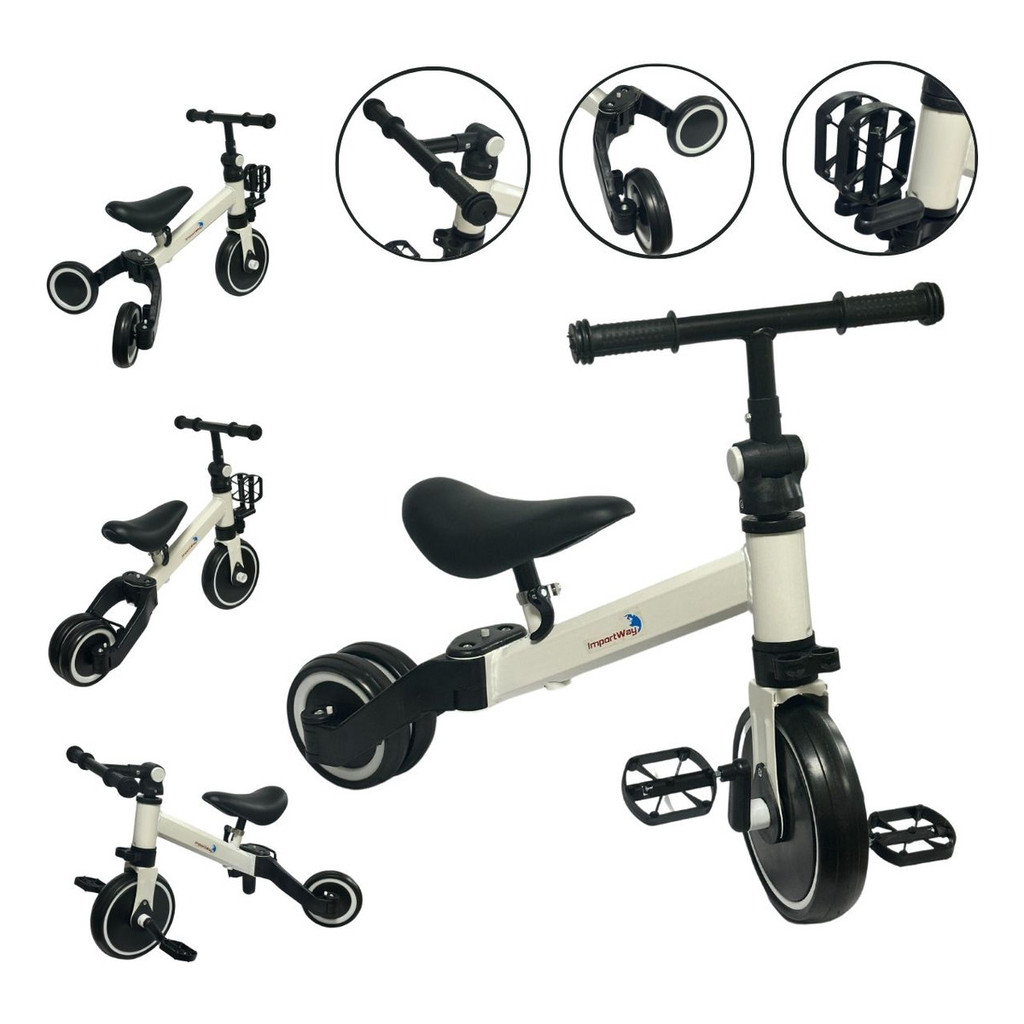 Bicicleta Infantil Equilíbrio 2 em 1 Diversão Passeio Branco Importay em Oferta na Shopee