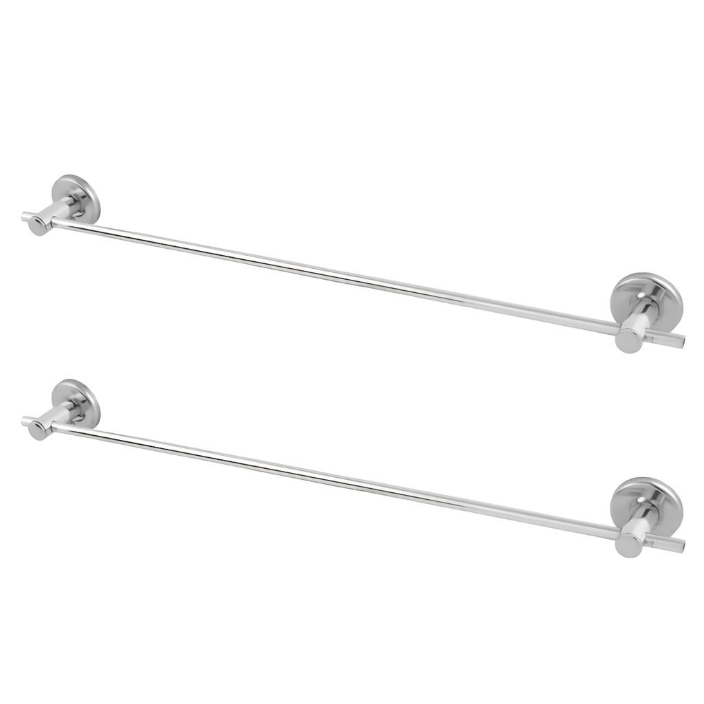 Kit 02 Porta Toalha Banho Veneza - Cromado Dupla Fixação de Parede varão para Banheiro