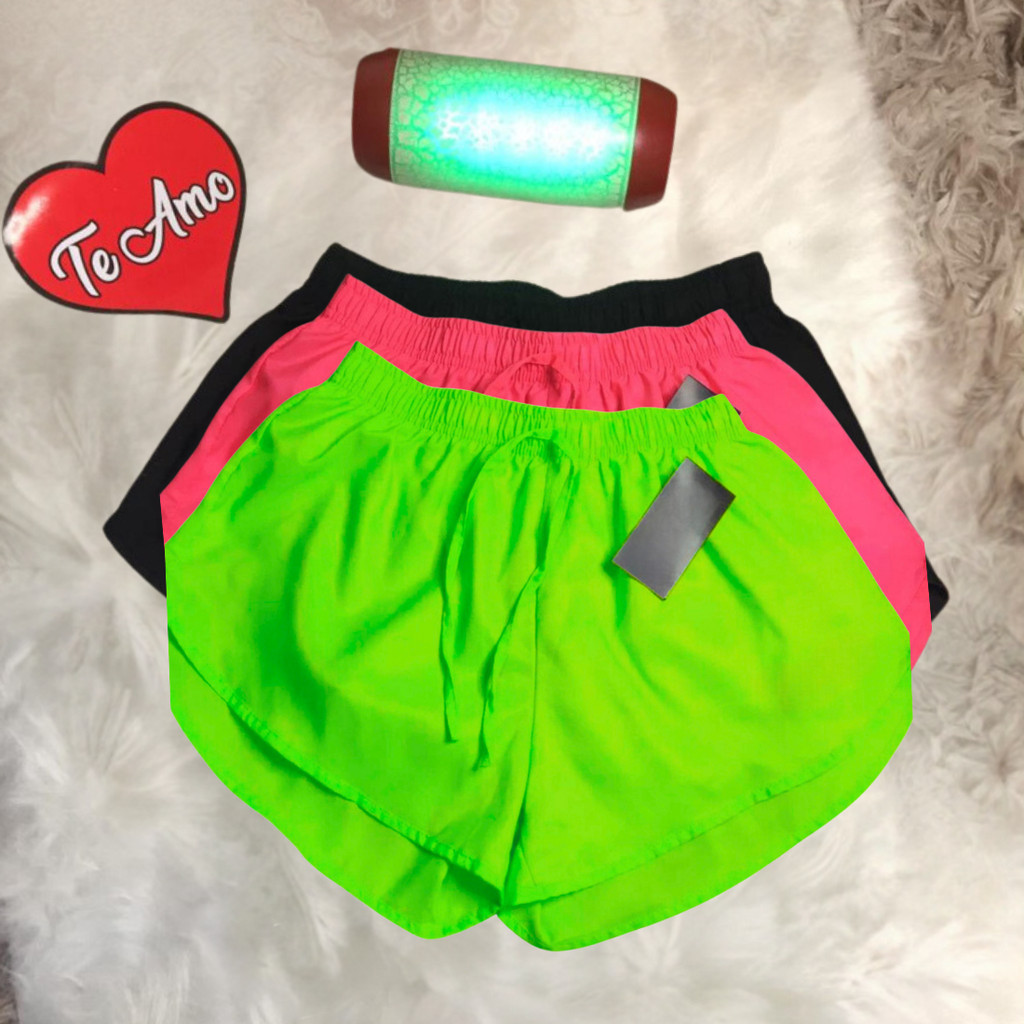 KIT 3 Short  Tactel Feminino Casual Saida De Praia Corrida Sport Shorts Academia Shortinho  Caminhada P Ao EXG