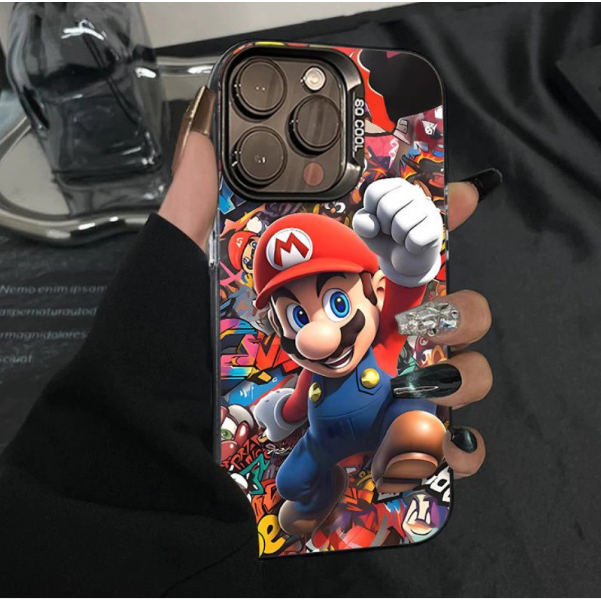 Capinha iphone 11/12/13/14/15/16 Pro max,Capa prateada colorida à prova de choque para celular, Mario,estojo proteção em Oferta na Shopee