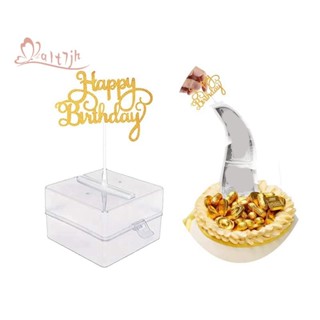 Conjunto De Caixa De Dinheiro Para Bolo , Como Plástico Mostrado Com Glitter Dourado Topper De Feliz Aniversário em Oferta na Shopee