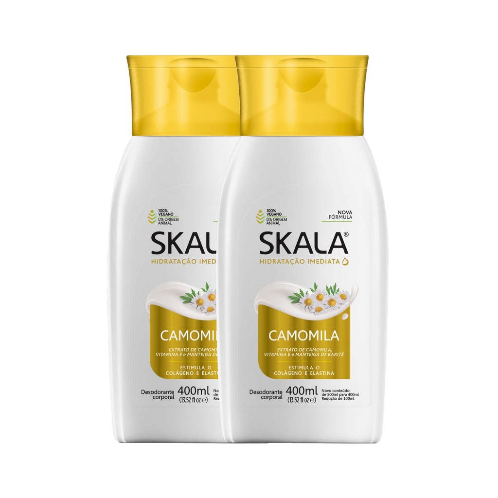 Kit 2 Loção Creme Hidratante Corporal Camomila Vegano Skala - Beauty