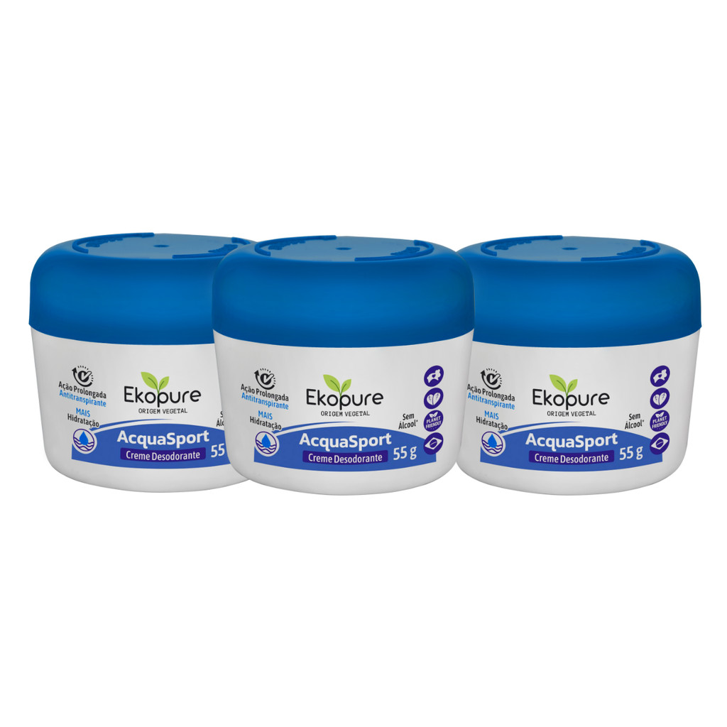 Kit 3 Creme Desodorante Antitranspirante Acquasport Ekopure - Beauty