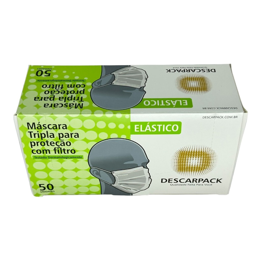 Máscara Elástica Tripla Proteção c/ Filtro 50un Descarpack