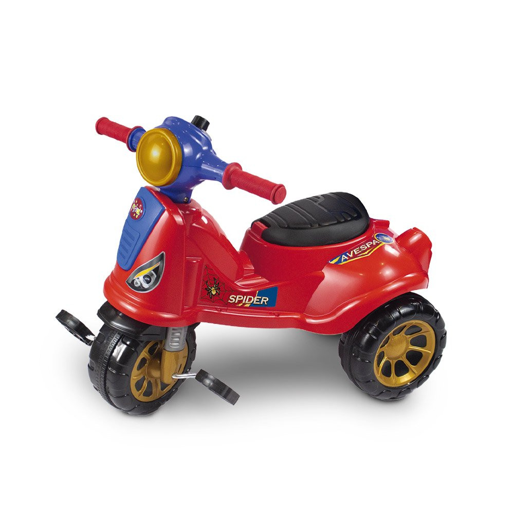 Triciclo Infantil Moto Multifuncional Vespa Spider Funções Passeio e Pedal para Crianças +12 Meses