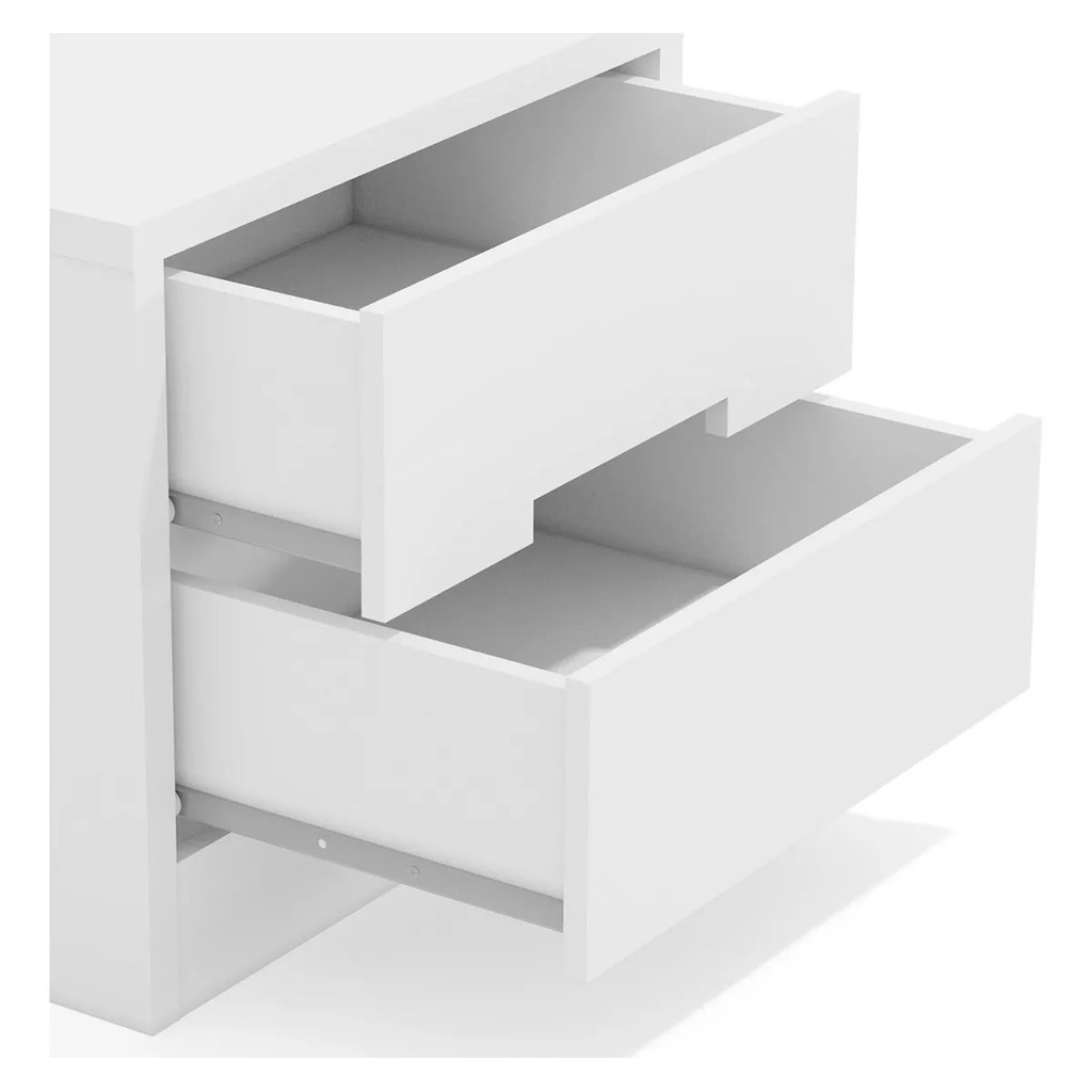 Mesa De Cabeceira Com 2 Gavetas Kappesberg Mdf/mdp 48x38x54 Cm Pintura Uv Brilhante Branco S822 — imagem 2 de 2