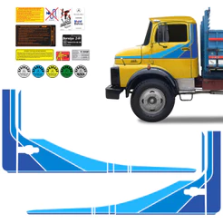 Kit Faixa Mercedes Benz 1113 1114 Padrão 1987 Adesivo Azul
