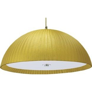 Pendente Lustre Redondo Cúpula Meia Esfera Meia Lua Acrilico Tecido Dourado Vidro Branco D60Cm Arges