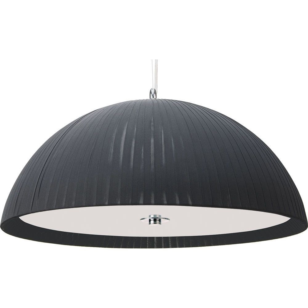 Pendente Lustre Redondo Cúpula Meia Esfera Meia Lua Acrilico Tecido Preto Vidro Branco D40Cm - Arges