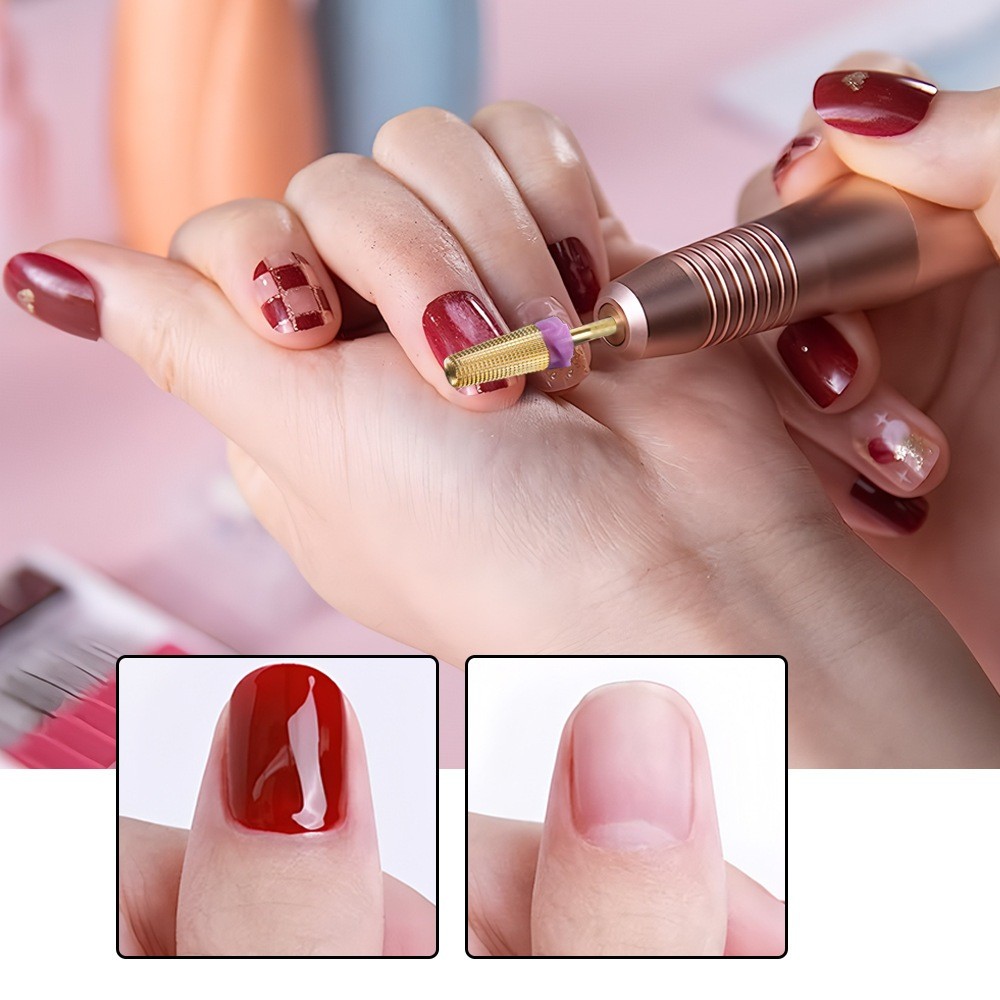 Kit 2 Brocas de Pregos Multi Funcional 5 em 1 com Aço Tungstênio e Carboneto para Remoção de Gel de Longo Prazo