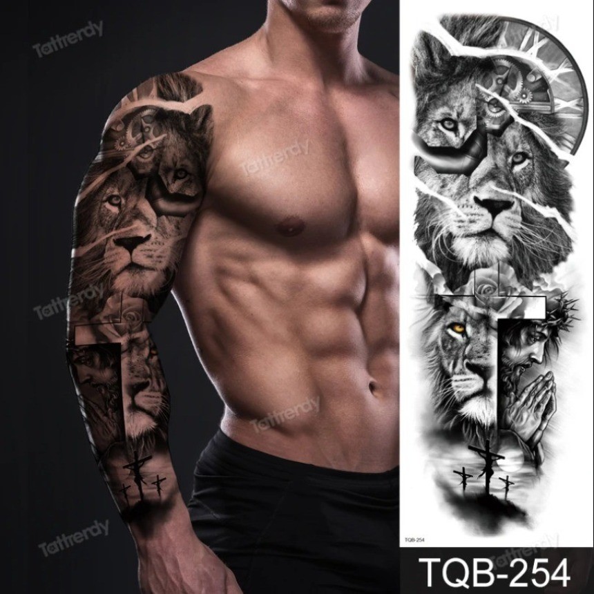 Tatuagem Adesivo Masculino Manga Grandes Tatuagens Temporárias Braço Cheio Arte Do Corpo Adulto Sexy À Prova Dwaterproof