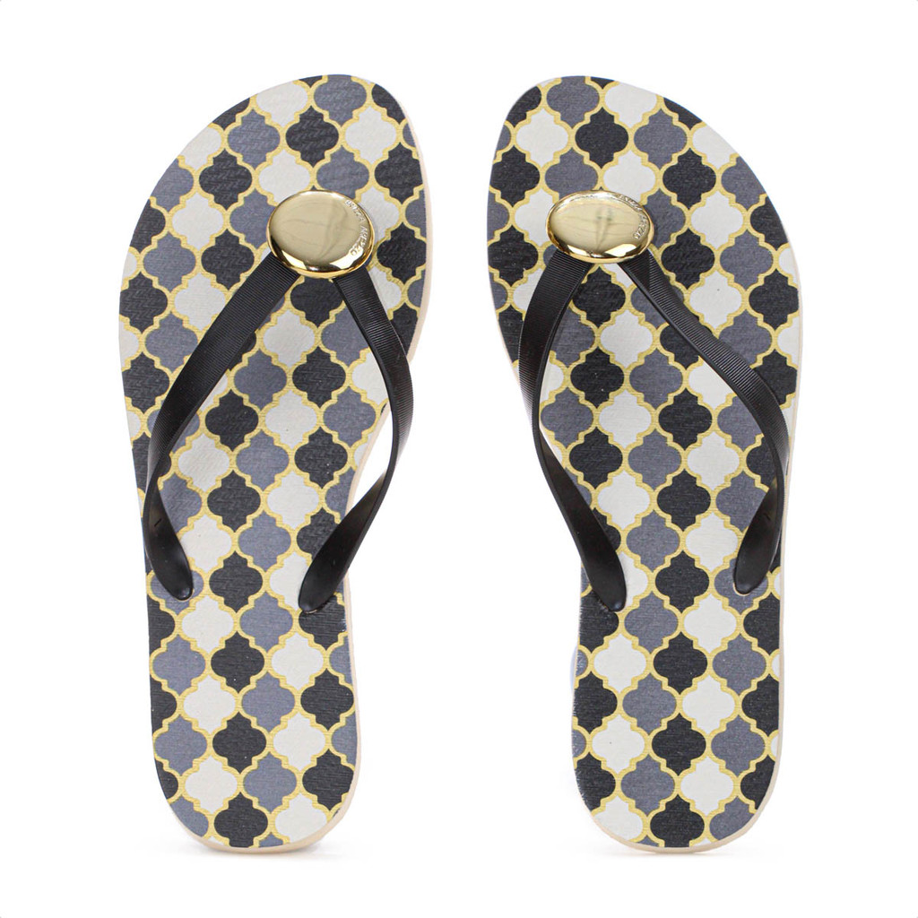 Chinelo Brizza Arezzo Estampado Preto - Feminino em Oferta na Shopee