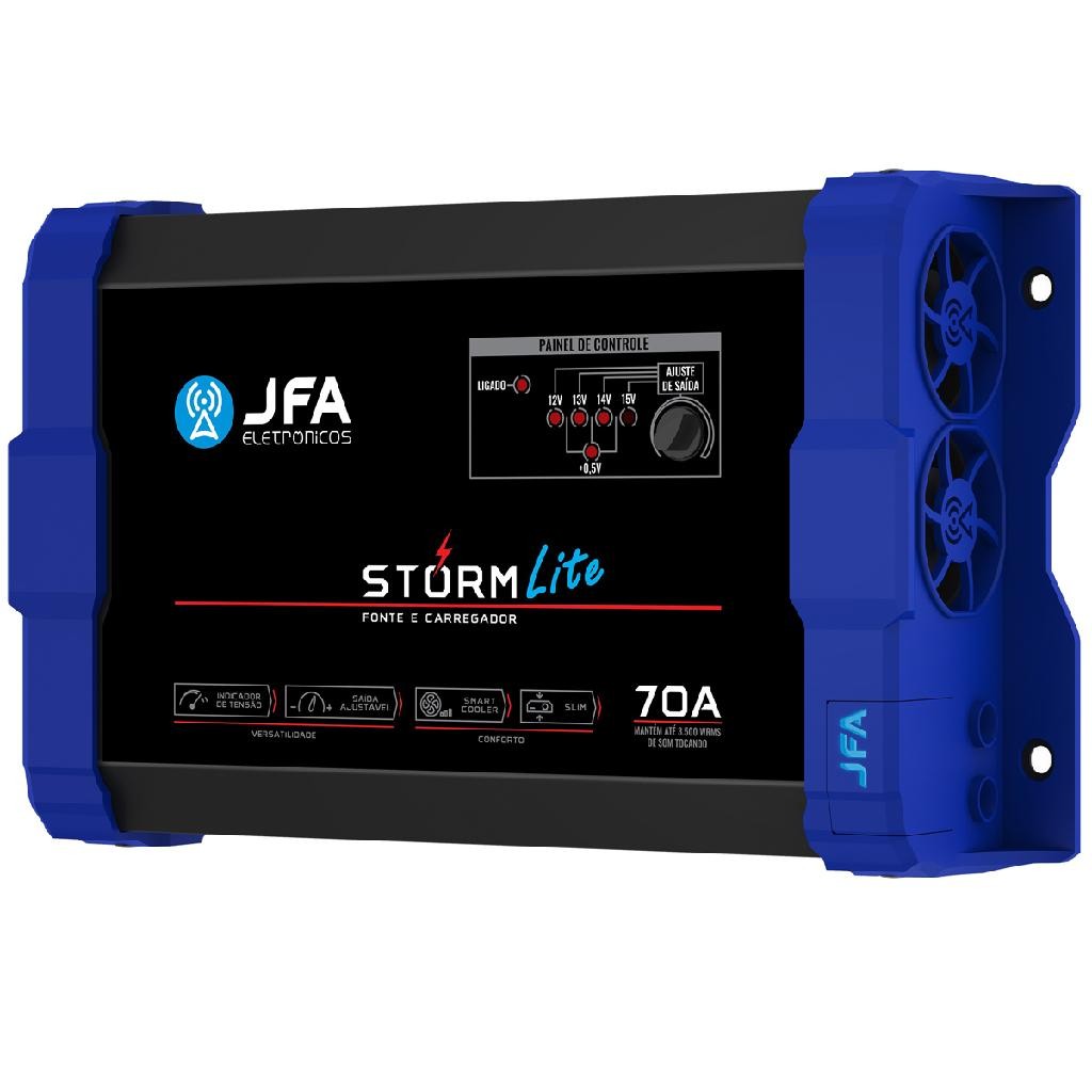 Fonte JFA Lite 70A Bivolt Carregadora de Bateria De Trio Paredão Som Automotivo Festa Show 12v em Oferta na Shopee