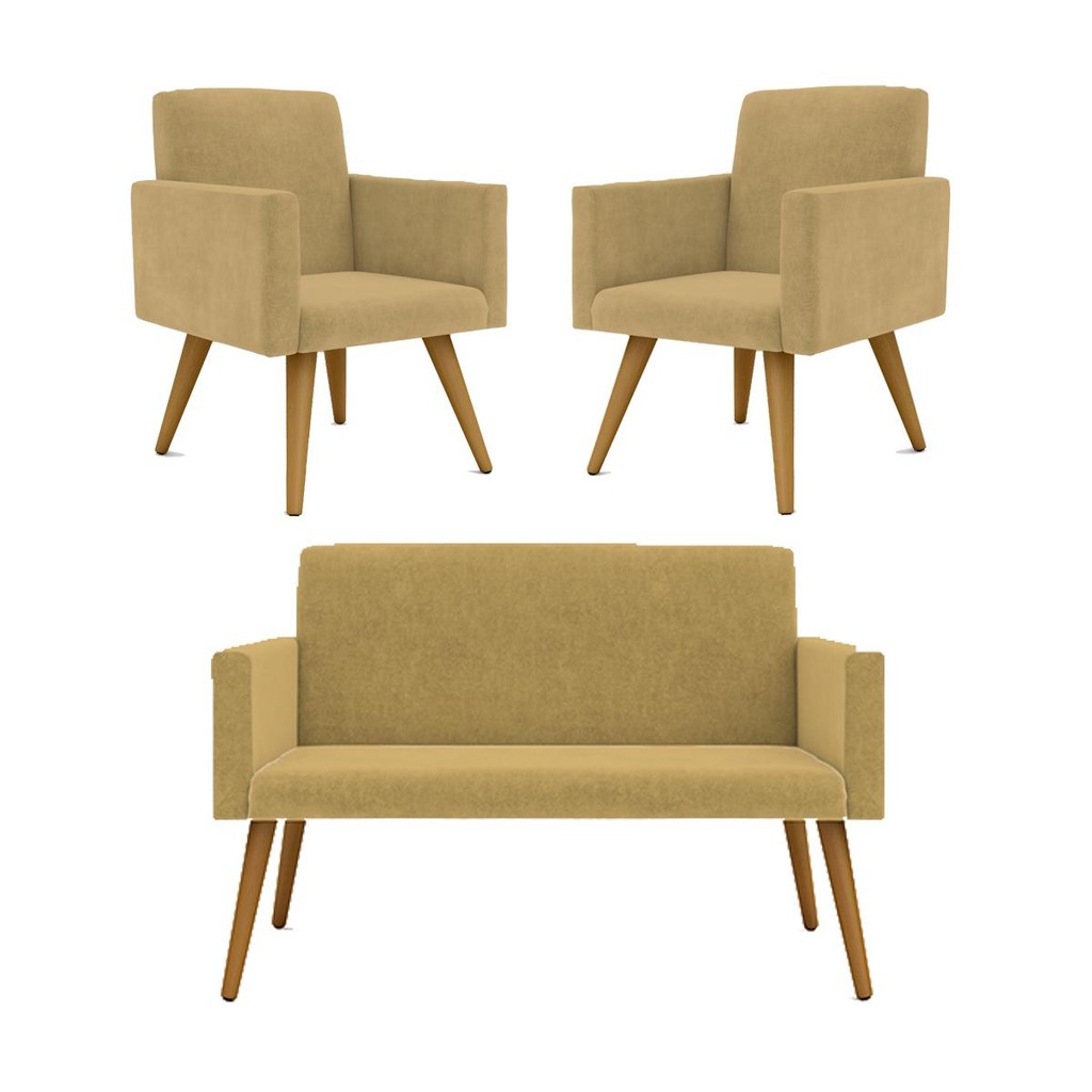 Kit Namoradeira + 2 Poltronas Decorativas Nina Balaqui Decor em Oferta na Shopee