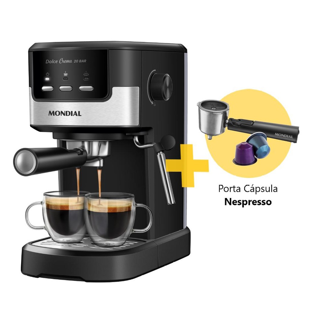 Kit Porta Cápsula Nespresso + Cafeteira Mondial Expresso Dolce Crema 20 Bar C-20-EC 1200W 127V em Oferta na Shopee