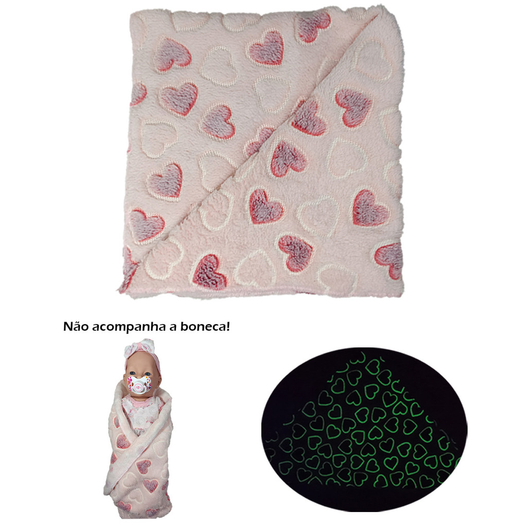 Manta Coração Boneca Mamãe Reborn - Brilha no Escuro! em Oferta na Shopee