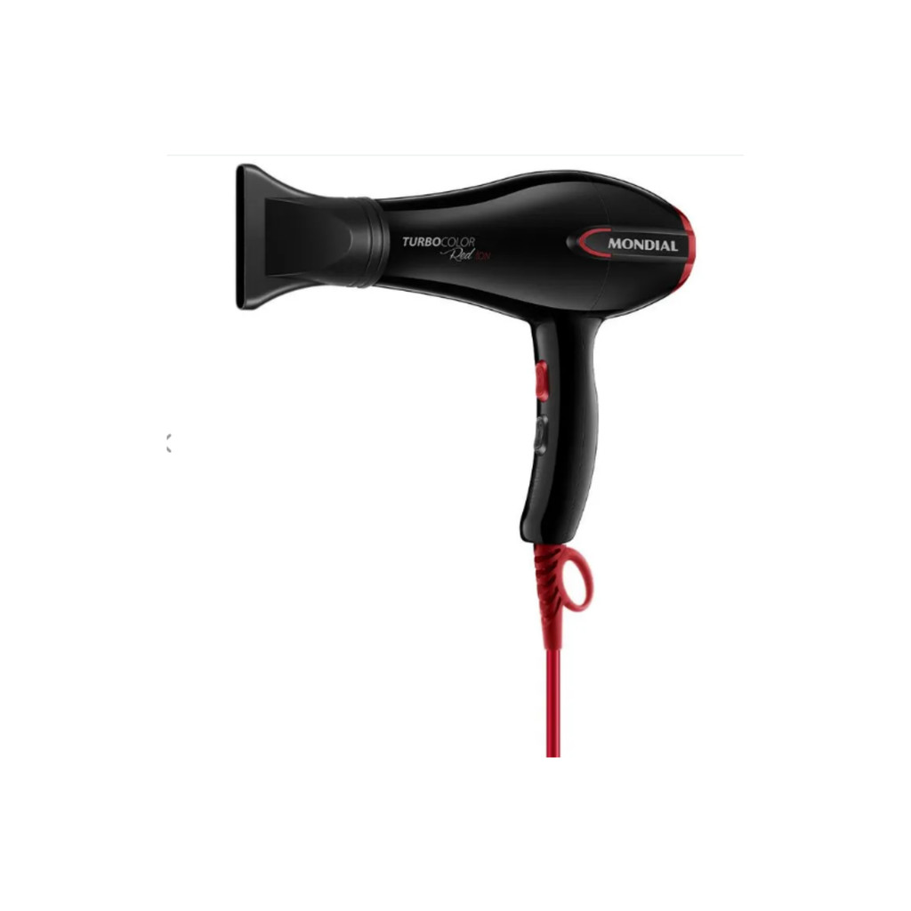 Secador Cabelos Turbo 1900W Íon Preto Vermelho Mondial 127V