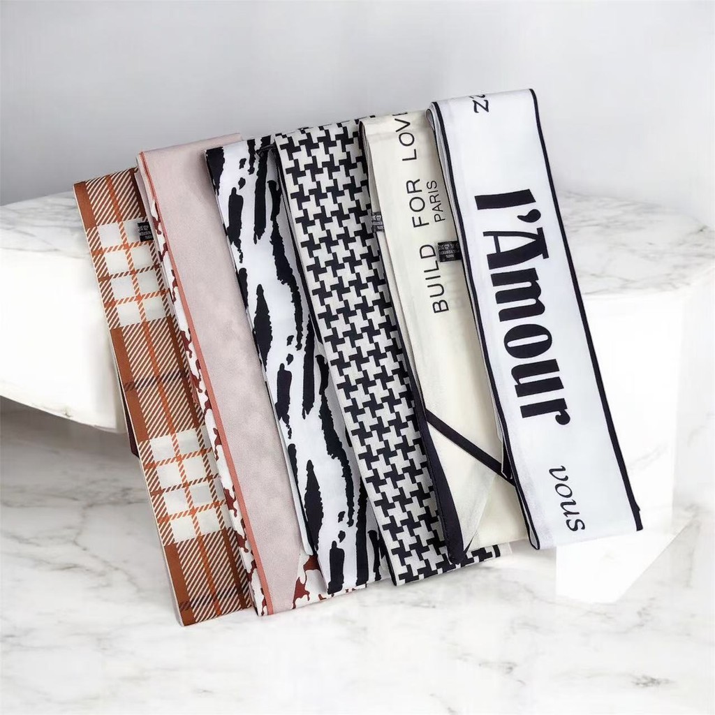 Faixa de cabelo da moda feminina de seda pequeno com fita