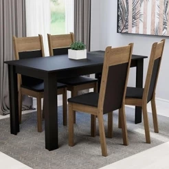 Conjunto Sala de Jantar Madesa Havana Mesa Tampo de Madeira com 4 Cadeiras
