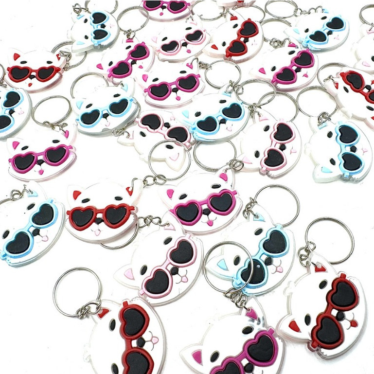Chaveiro de Gato com Oculos 10un Petshop Animais Emborrachado  Gatinho Novidade