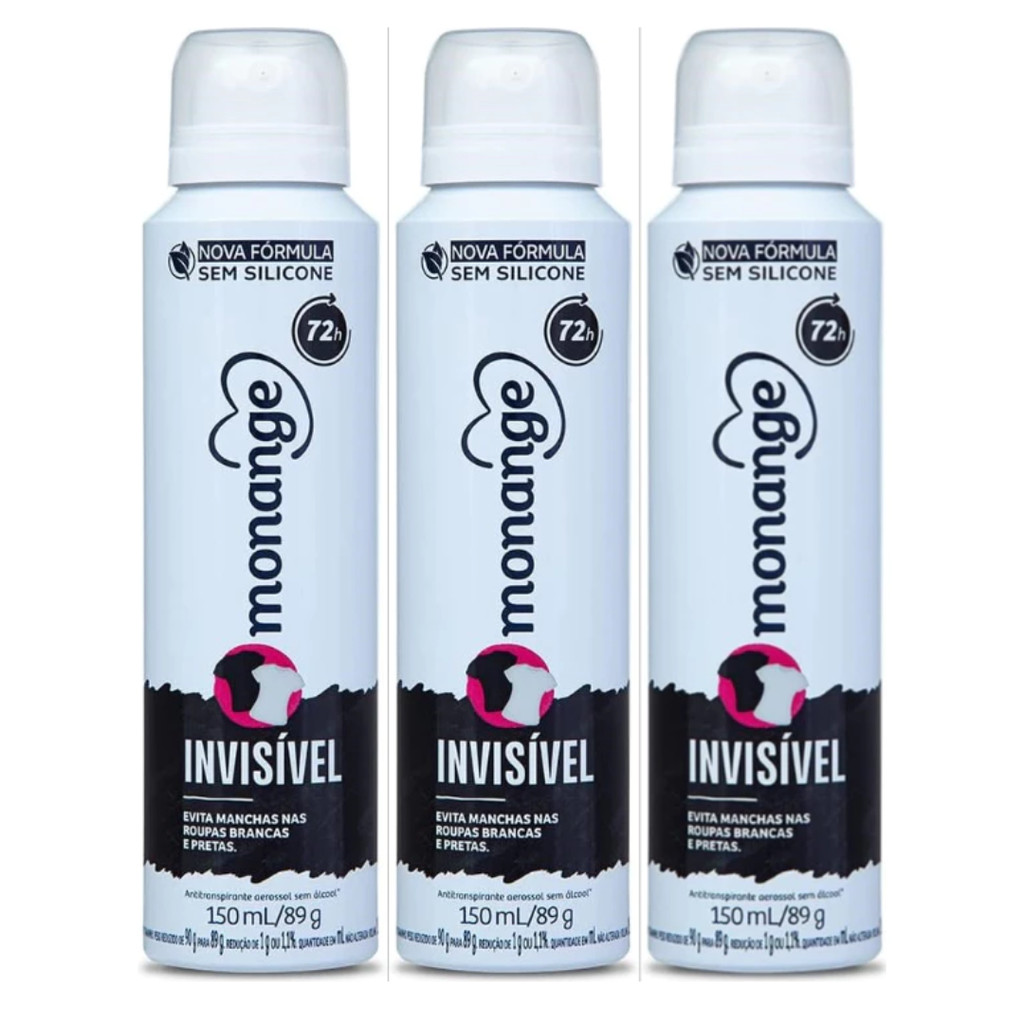 KIT C/ 3UN DESODORANTE MONANGE AEROSOL 150ML